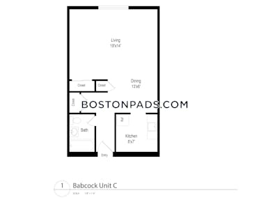 Brookline Apartment for rent Studio 1 Bath Boston University - $2,300 No Fee